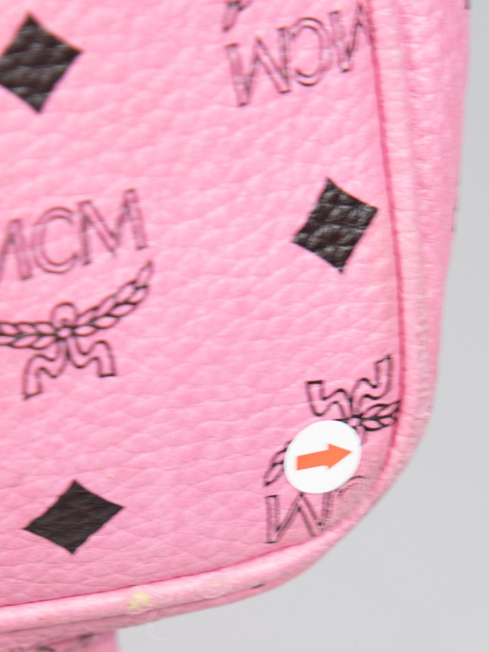 MCM Pink Leather Visetos Studded Backpack 3