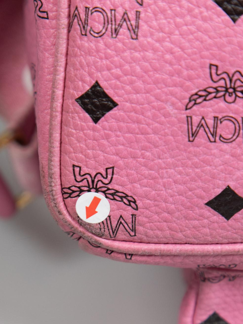 MCM Pink Leather Visetos Studded Backpack 4