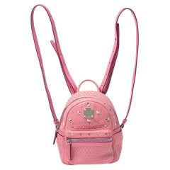 MCM Rosa Leder X Mini Nieten Stark-Bebe Boo Rucksack