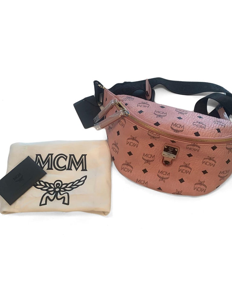 MCM Pink Medium Fursten Monogram Visetos Belt Bag For Sale at 1stDibs