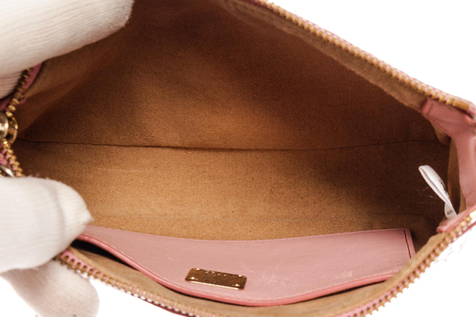 MCM Pink Monogram Visetos Canvas Leather Millie Top Zip Small Shoulder Bag 1