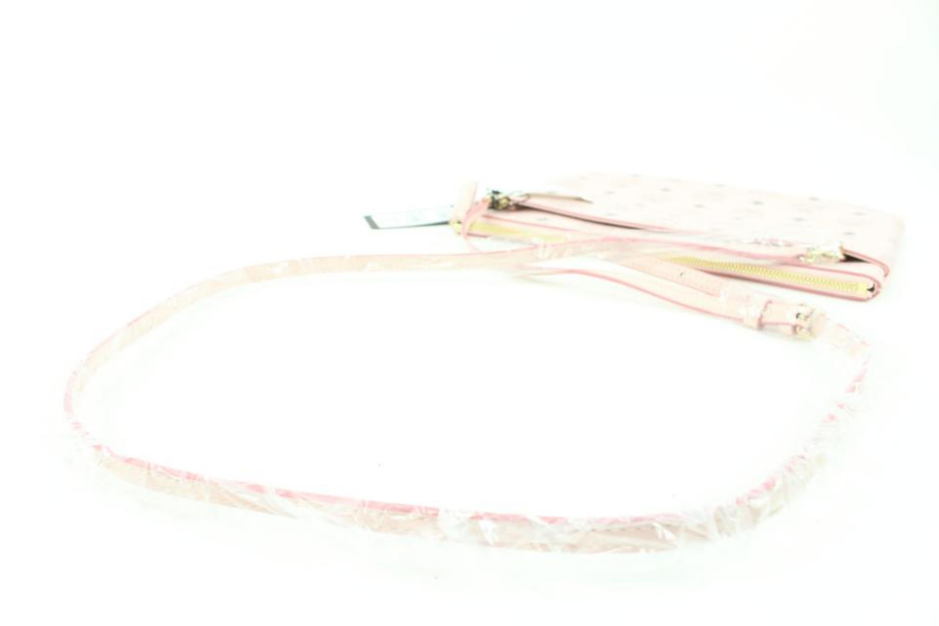 Beige MCM Pink Monogram Visetos Logo Crossbody Pouch Bag 114m60
