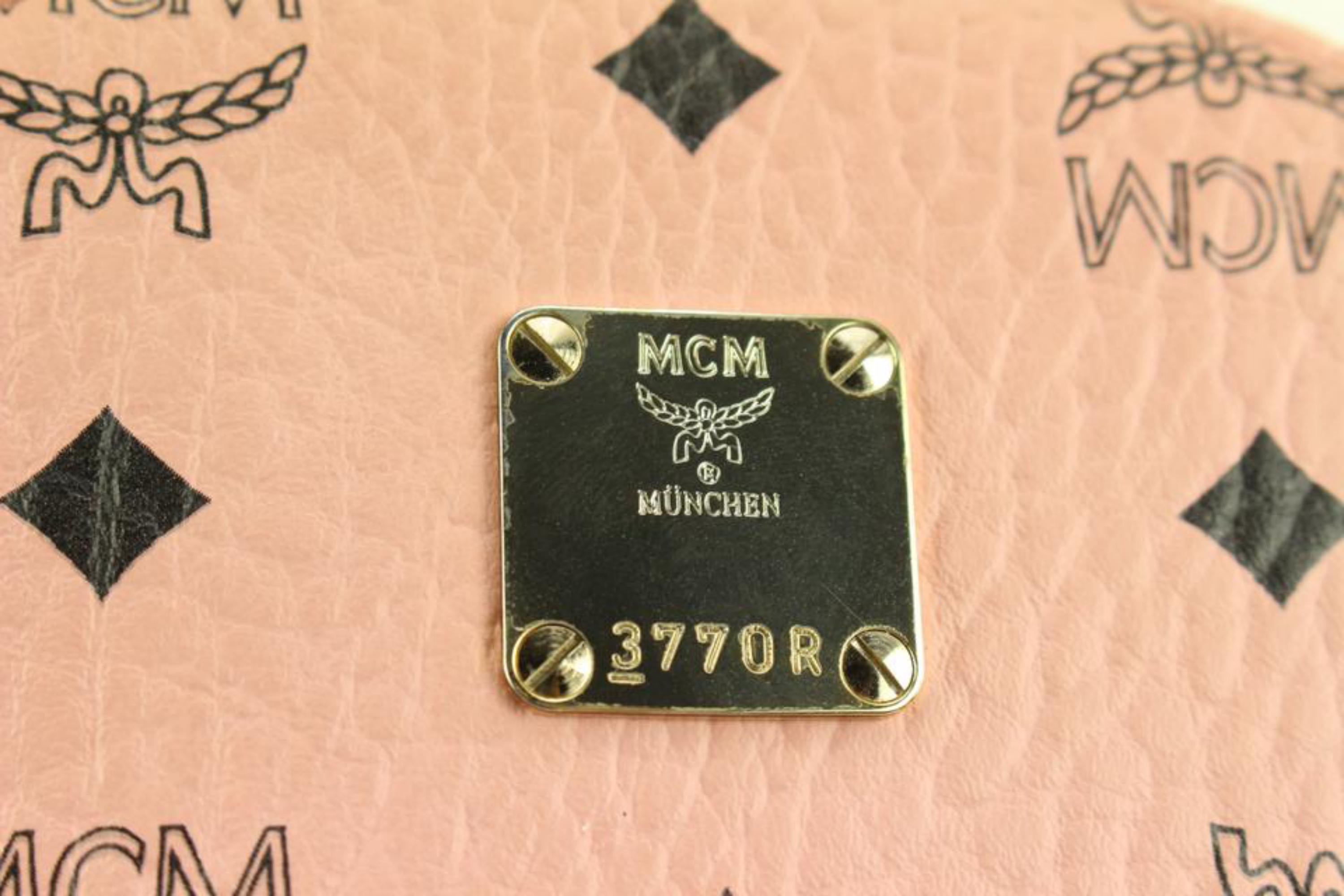 Women's MCM Pink Monogram Visetos Side Stud Stark Backpack 928mcm58