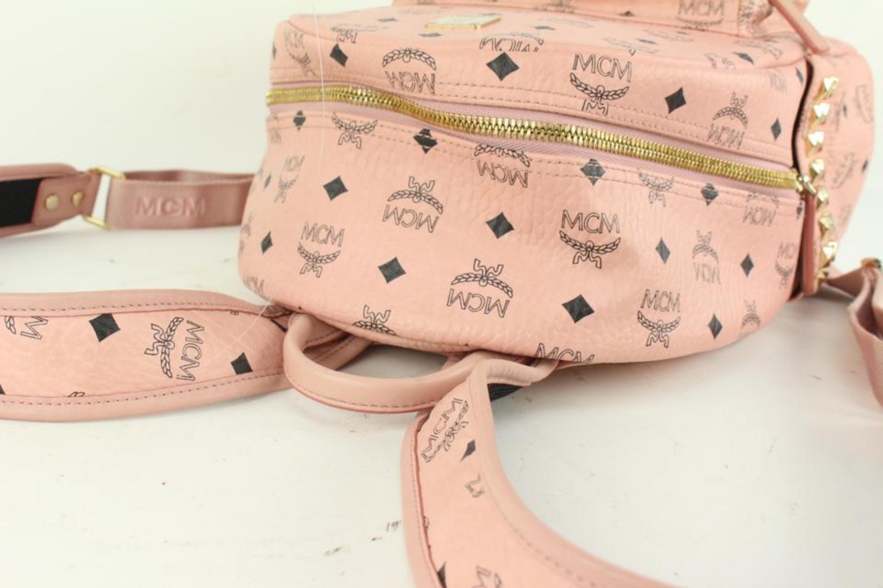 MCM Pink Monogram Visetos Side Stud Stark Backpack 928mcm58 1