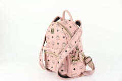 MCM Pink Monogram Visetos Small Stark Side Stud Backpack 914mcm35