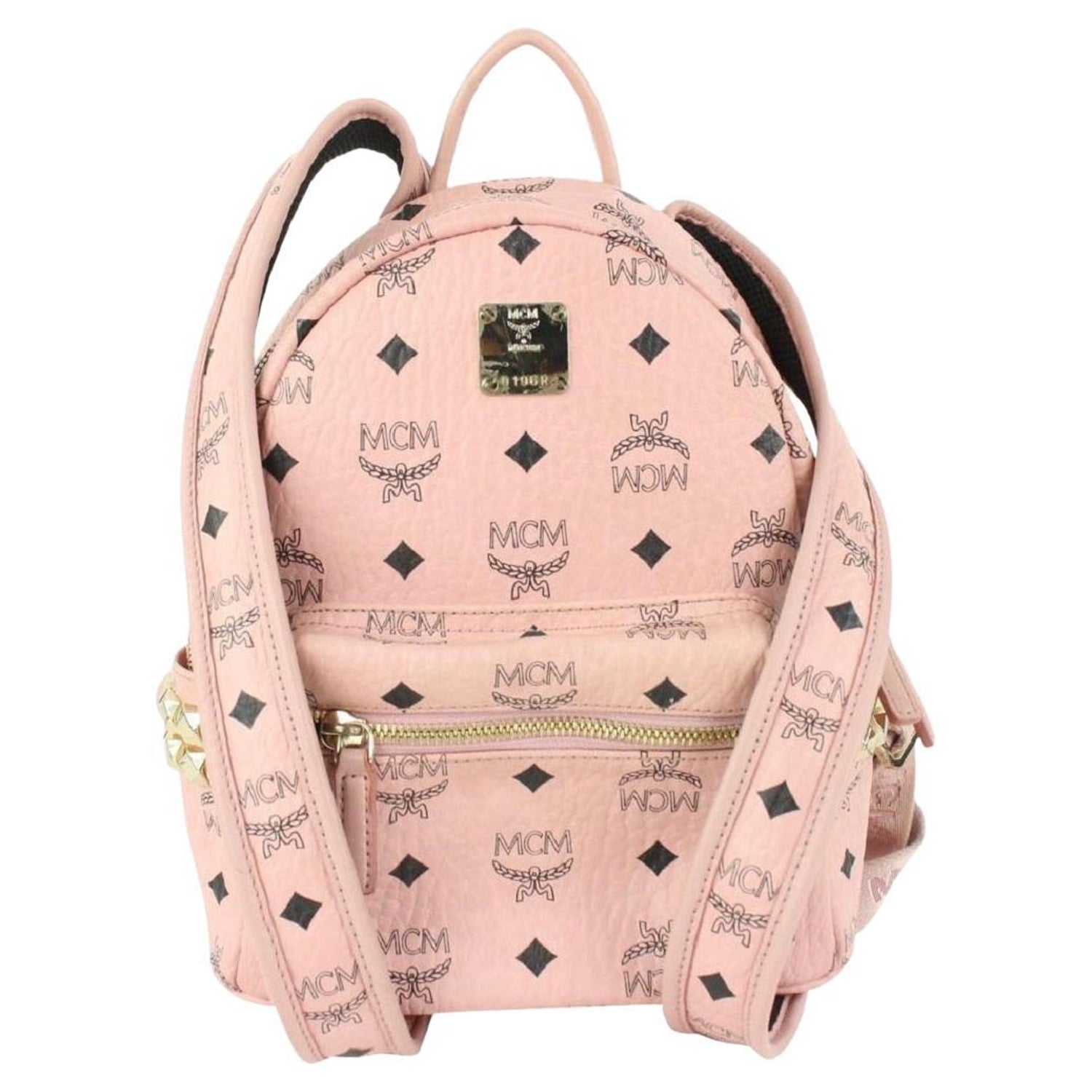 MCM Visetos Red Powder Pink Colorblock Monogram Mini Backpack Crossbod –  Design Her Boutique