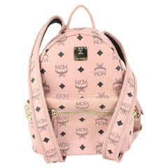 MCM Pink Monogram Visetos Small Stark Side Stud Backpack 914mcm35