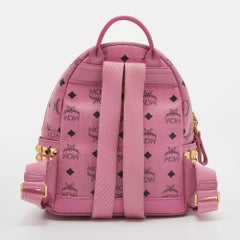 MCM Pink Visetos Coated Canvas Small Bebe Boo Backpack