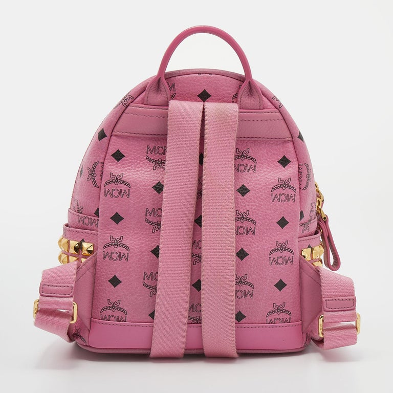 MCM Pink Visetos Coated Canvas Small Bebe Boo Backpack For Sale at 1stDibs