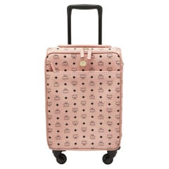 MCM Bagages de voyage à cabine en toile enduite Visetos rose