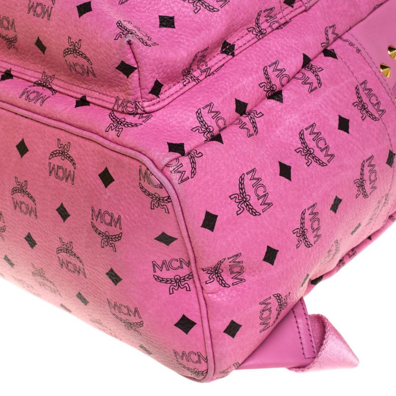 MCM Pink Visetos Leather Large Studs Stark Backpack 4