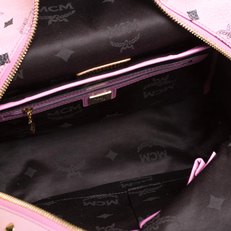MCM Pink Visetos Leather Large Studs Stark Backpack 1