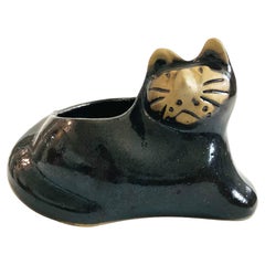Vintage MCM Pottery Cat Planter