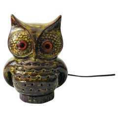 Vintage MCM Pottery Owl Lamp