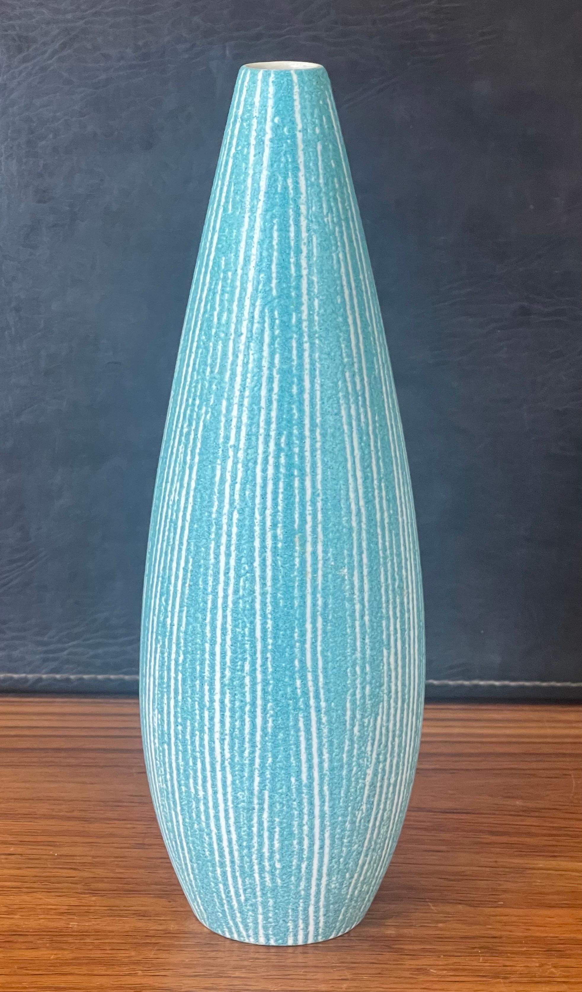 Mid-Century Modern MCM Powder Blue Ceramic Vase by Hyalyn For Sale