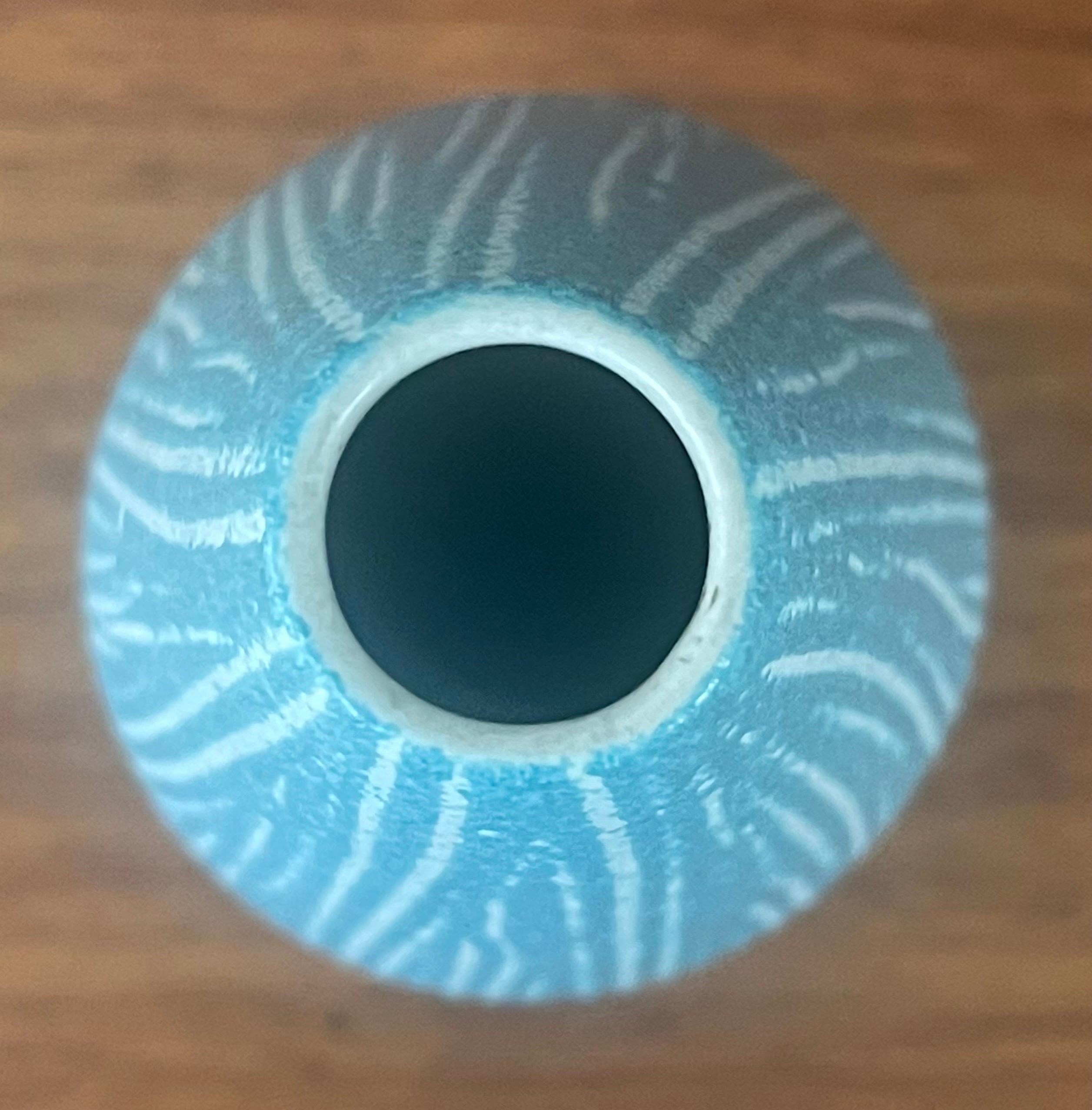 American MCM Powder Blue Ceramic Vase by Hyalyn For Sale