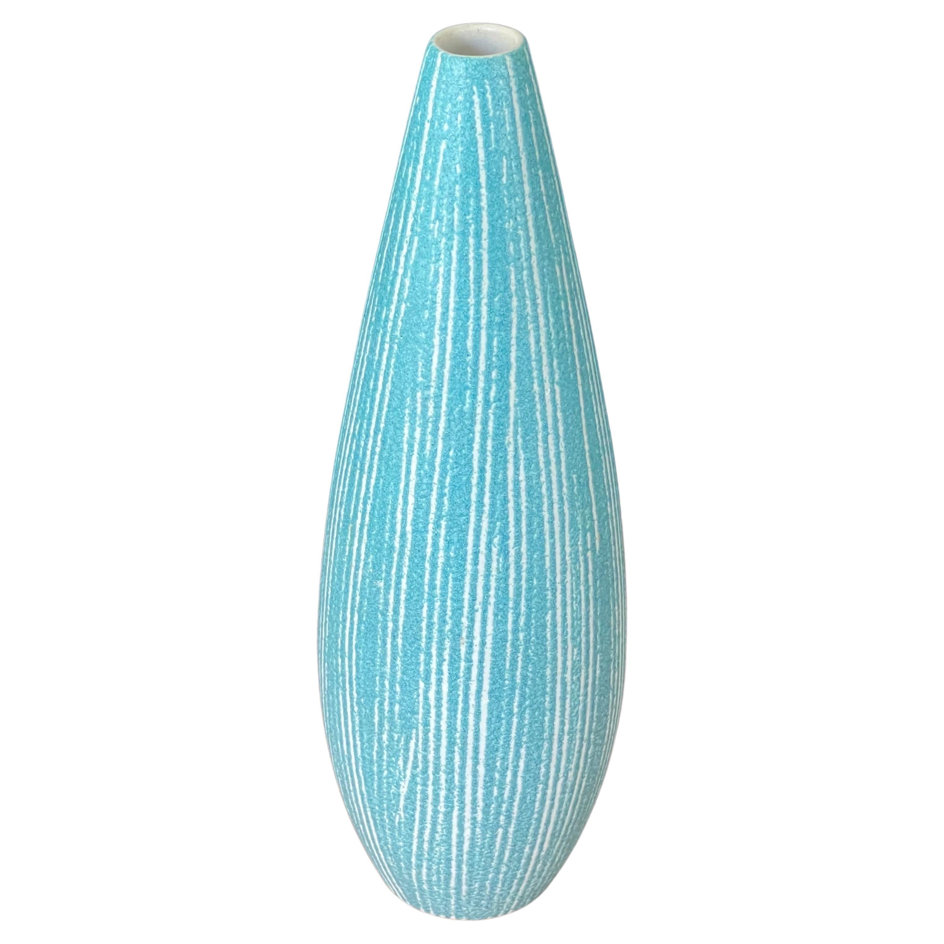 MCM Powder Blue Ceramic Vase by Hyalyn For Sale