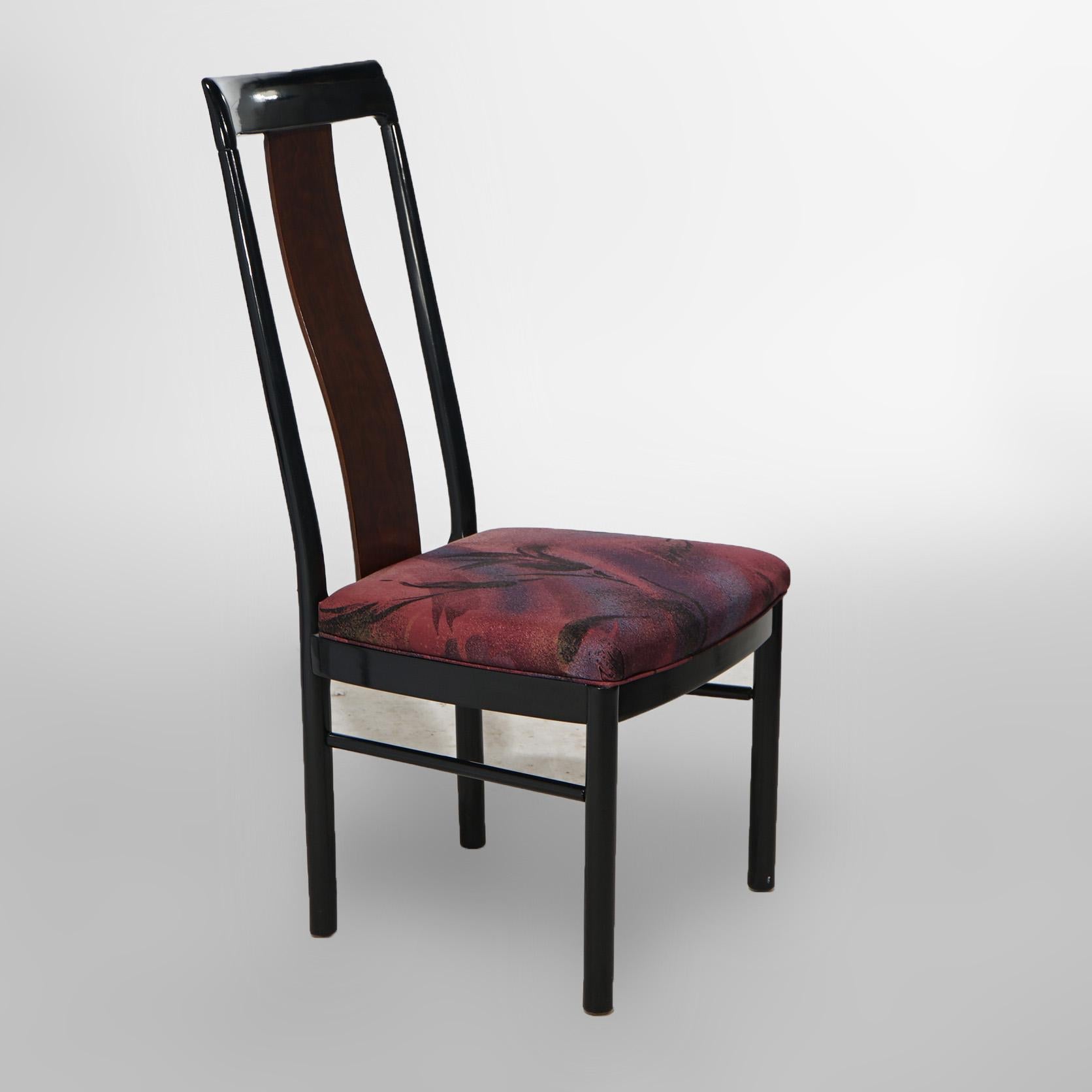 MCM Profiles by Drexel Mahogany & Ebonized Table w/Two Leaves & Six Chairs 20thC For Sale 11