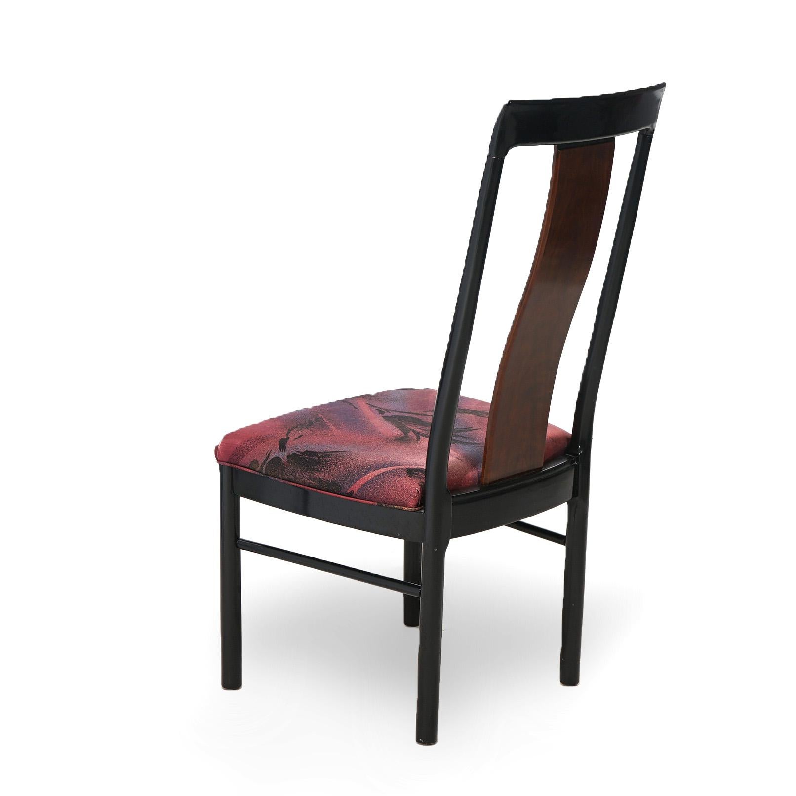 MCM-Profile von Drexel, Tisch aus Mahagoni und ebonisiertem Holz mit zwei Blättern und sechs Stühlen, 20. Jahrhundert im Angebot 12