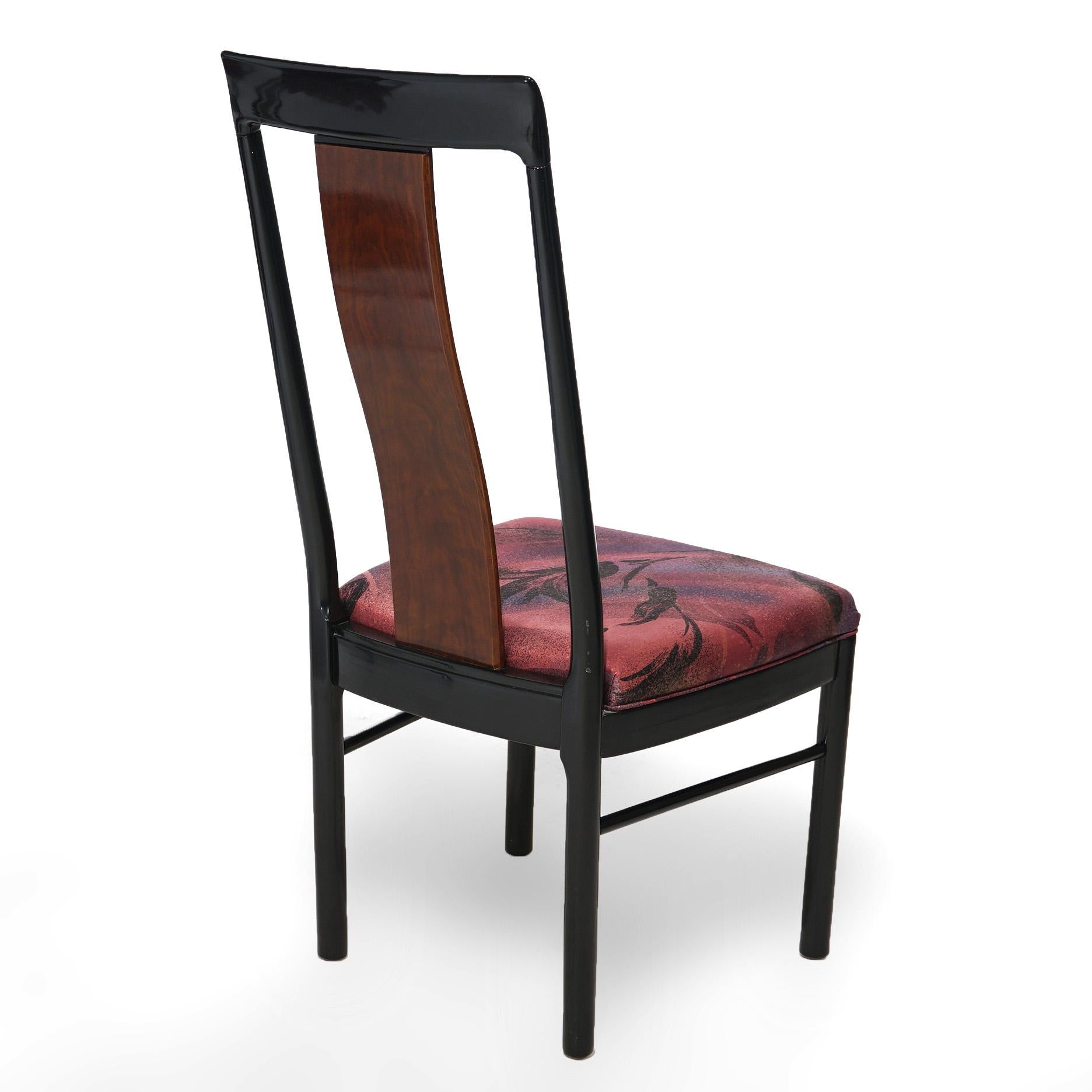 Table MCM Profiles by Drexel en acajou et ébène avec deux feuilles et six chaises 20e siècle en vente 11