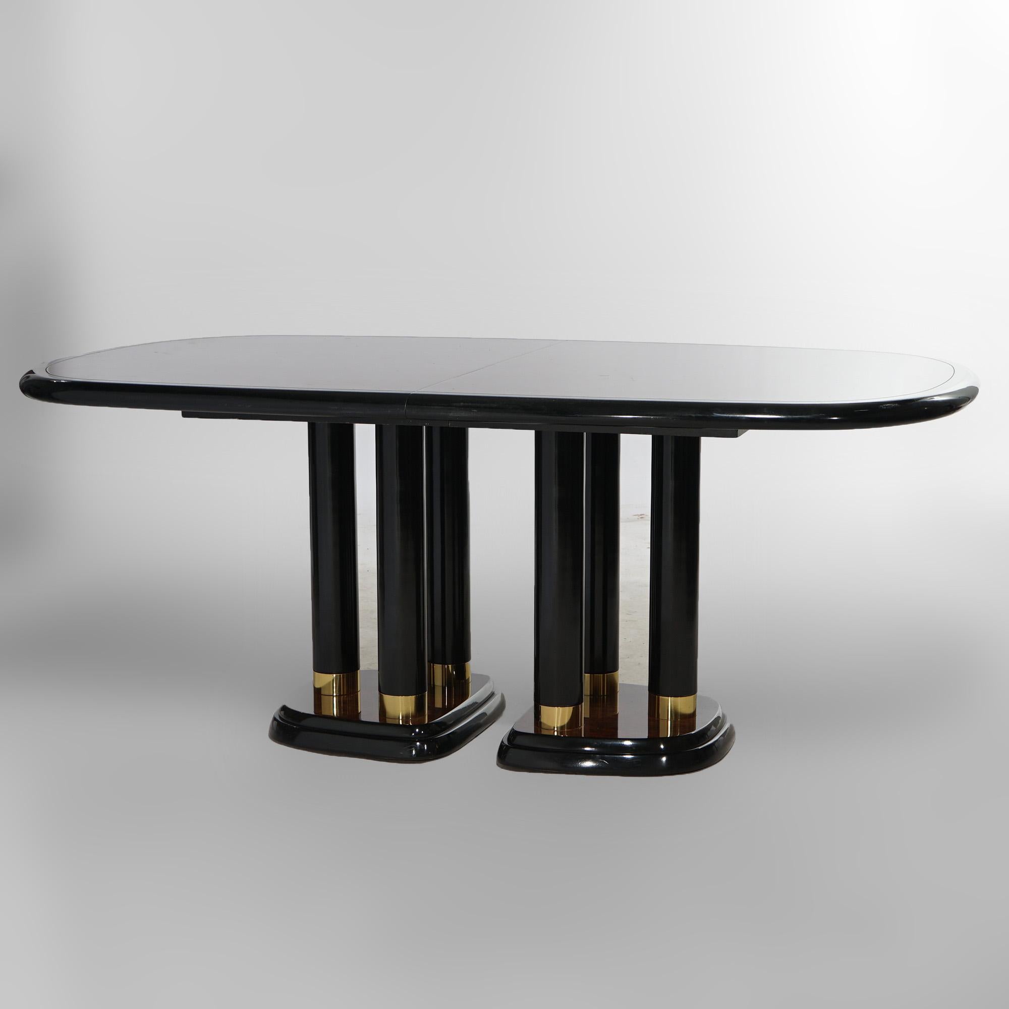 MCM-Profile von Drexel, Tisch aus Mahagoni und ebonisiertem Holz mit zwei Blättern und sechs Stühlen, 20. Jahrhundert im Angebot 2