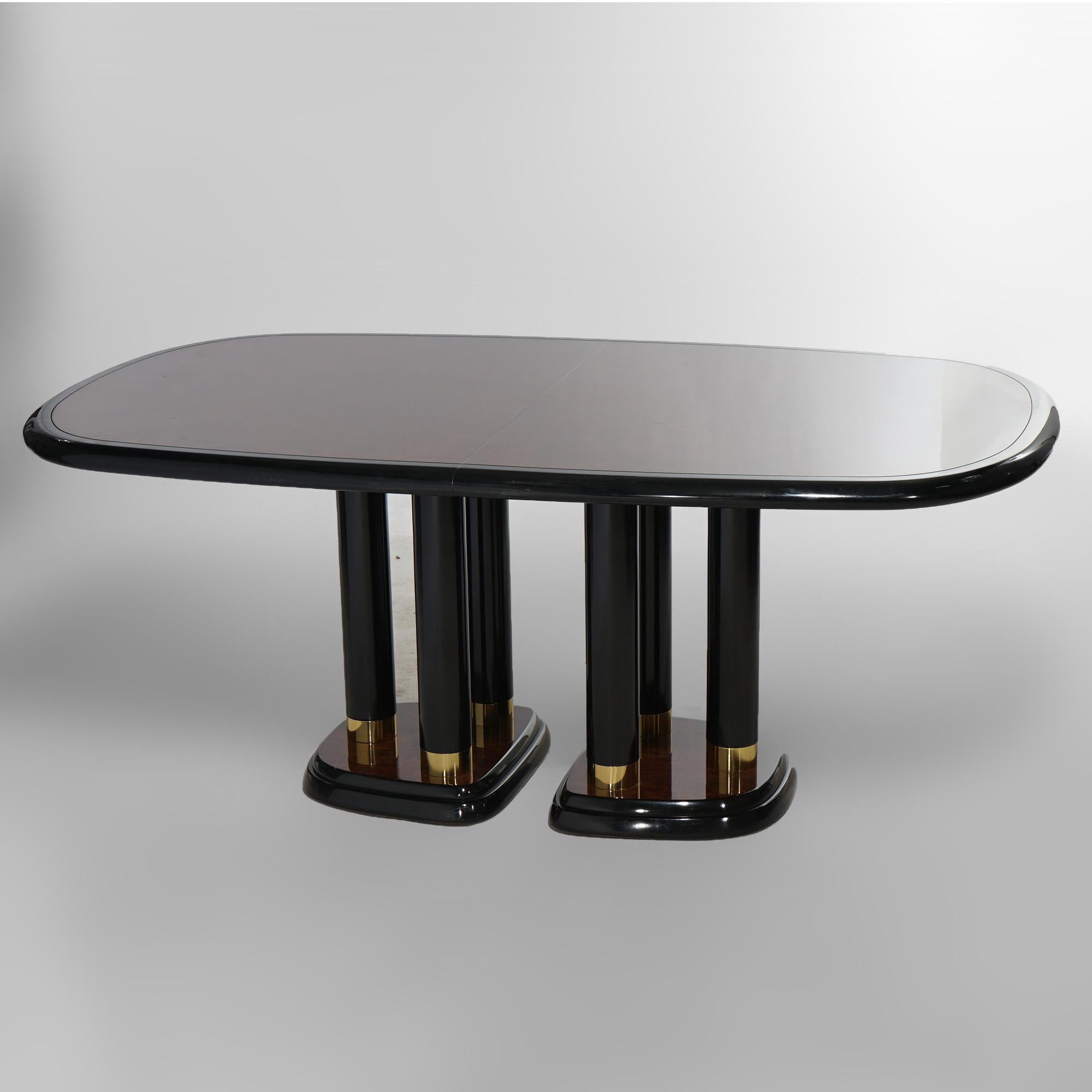 Table MCM Profiles by Drexel en acajou et ébène avec deux feuilles et six chaises 20e siècle en vente 1