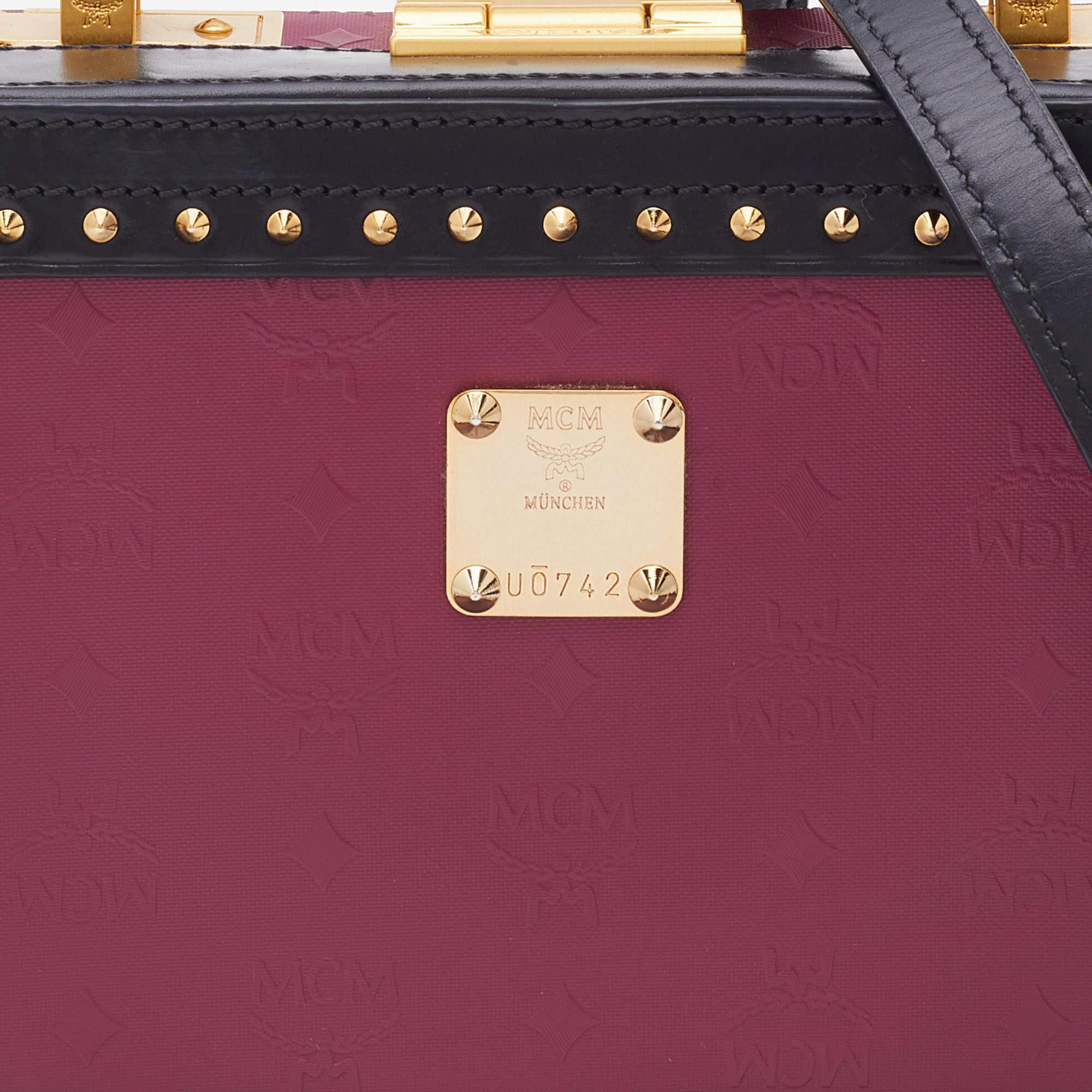 MCM Purple/Black Visetos Coated Canvas and Leather Berlin Box Bag 4