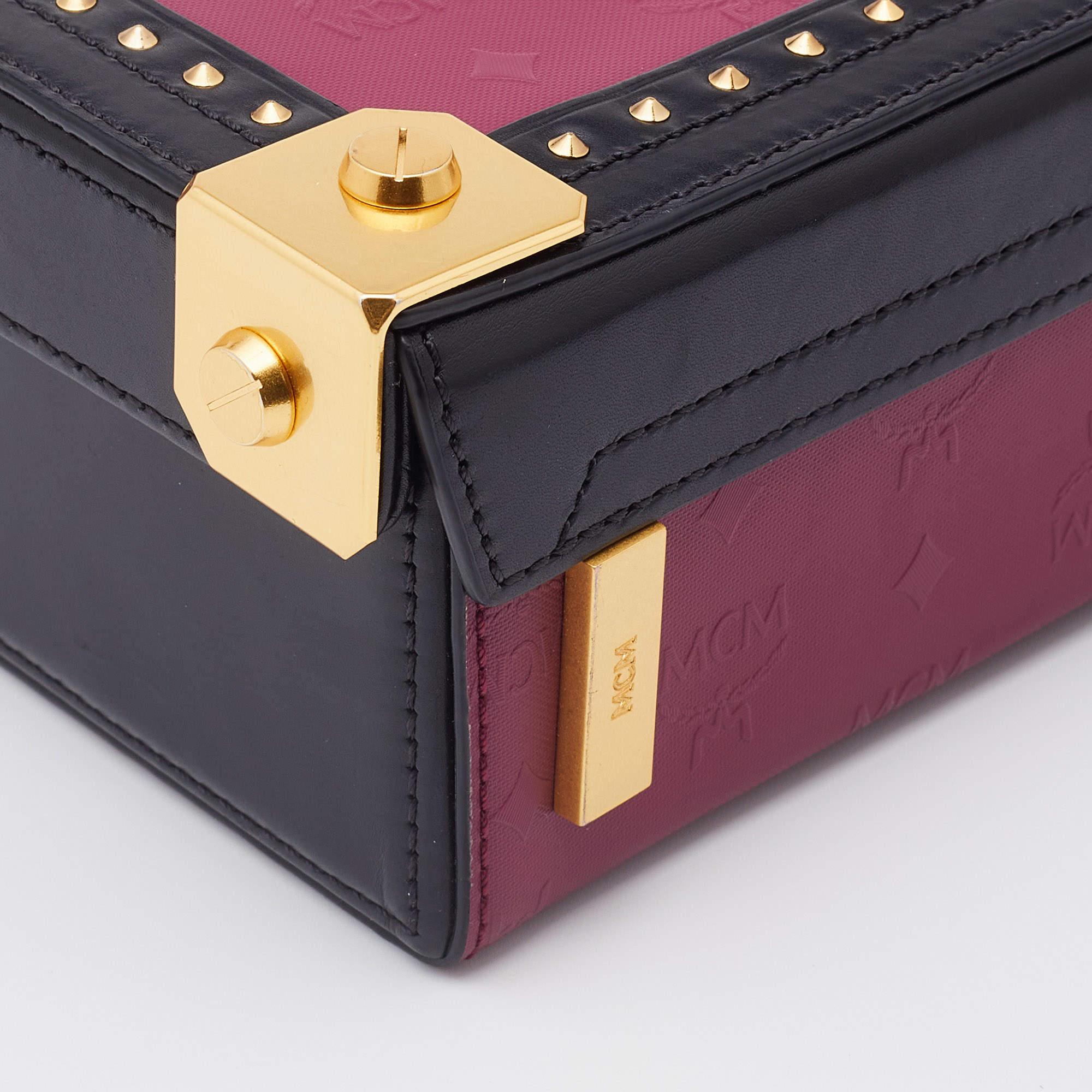MCM Purple/Black Visetos Coated Canvas and Leather Berlin Box Bag 1