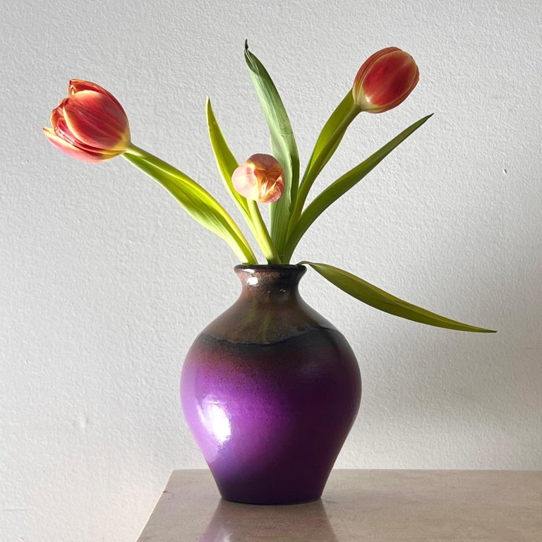 Mcm Purple Ceramic Vase by Fohr Keramik, West Germany, Mid20th Century