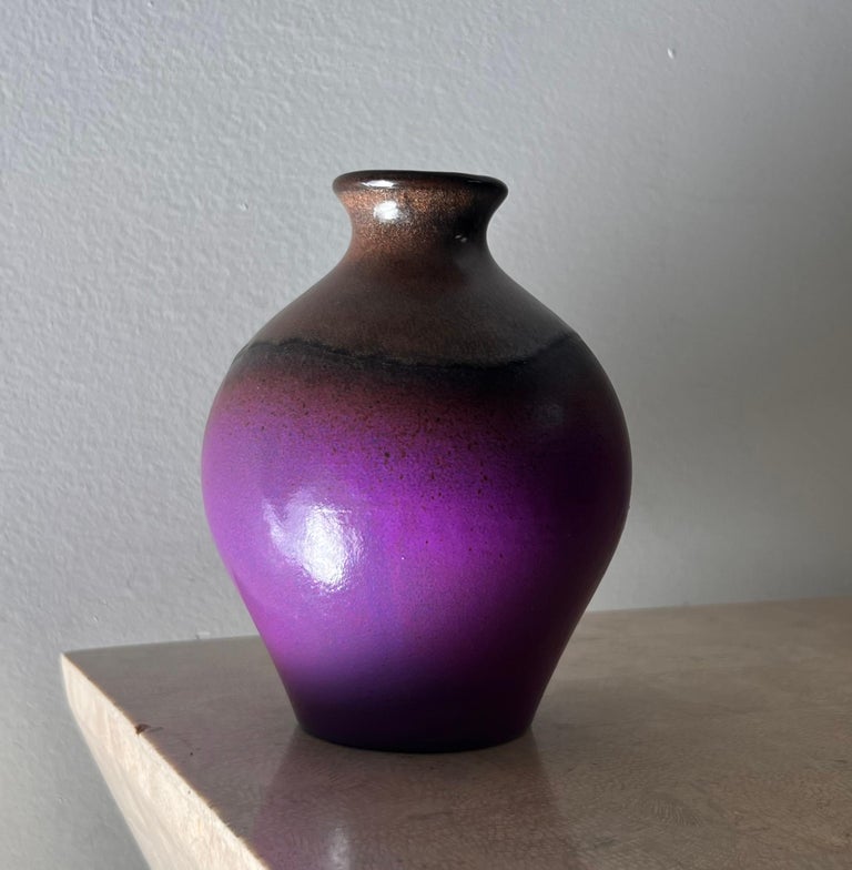 Mcm Purple Ceramic Vase by Fohr Keramik, West Germany, Mid20th Century