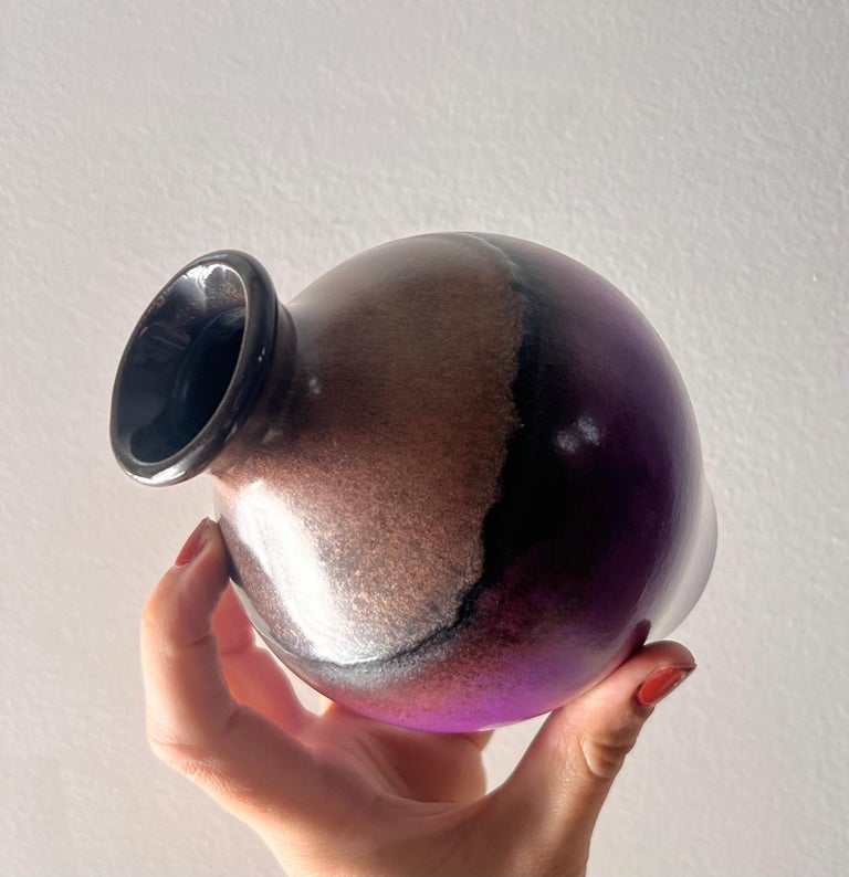 Mcm Purple Ceramic Vase by Fohr Keramik, West Germany, Mid20th Century