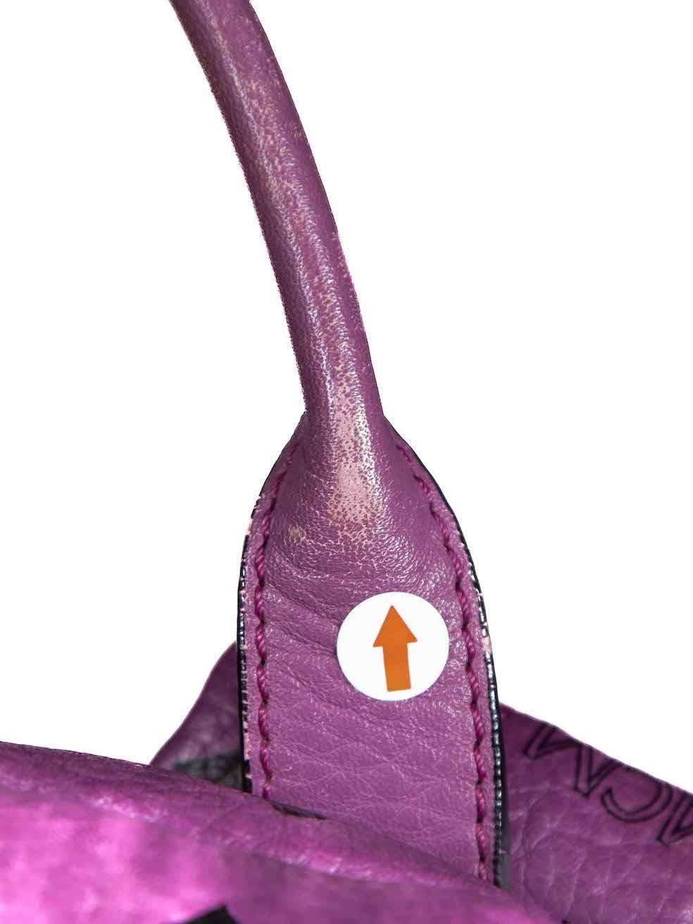 MCM Purple Leather Visetos Stark Studded Backpack For Sale 4