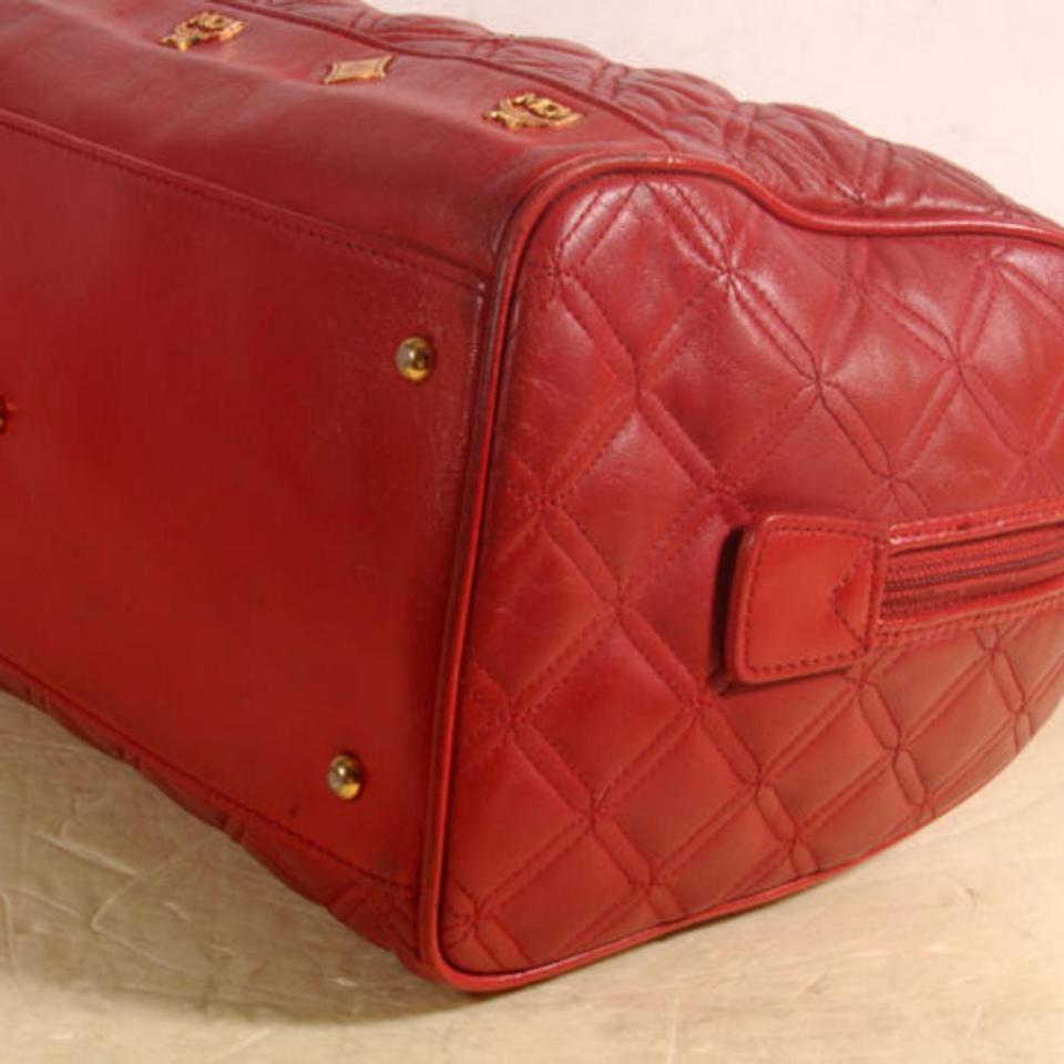 Mcm Quilted Boston 869503 Red Leather Shoulder Bag 4