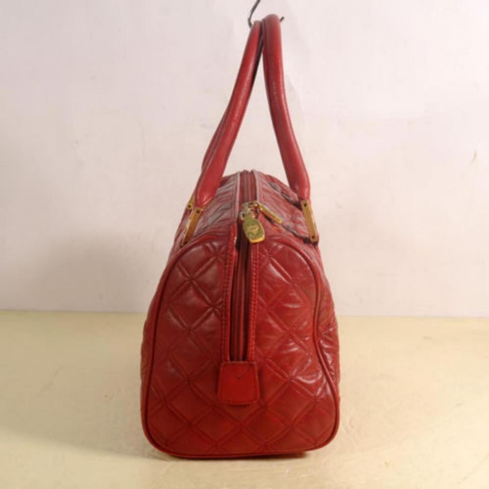 Mcm Quilted Boston 869503 Red Leather Shoulder Bag 1