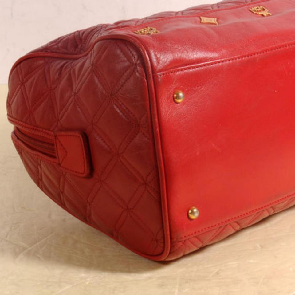 Mcm Quilted Boston 869503 Red Leather Shoulder Bag 3