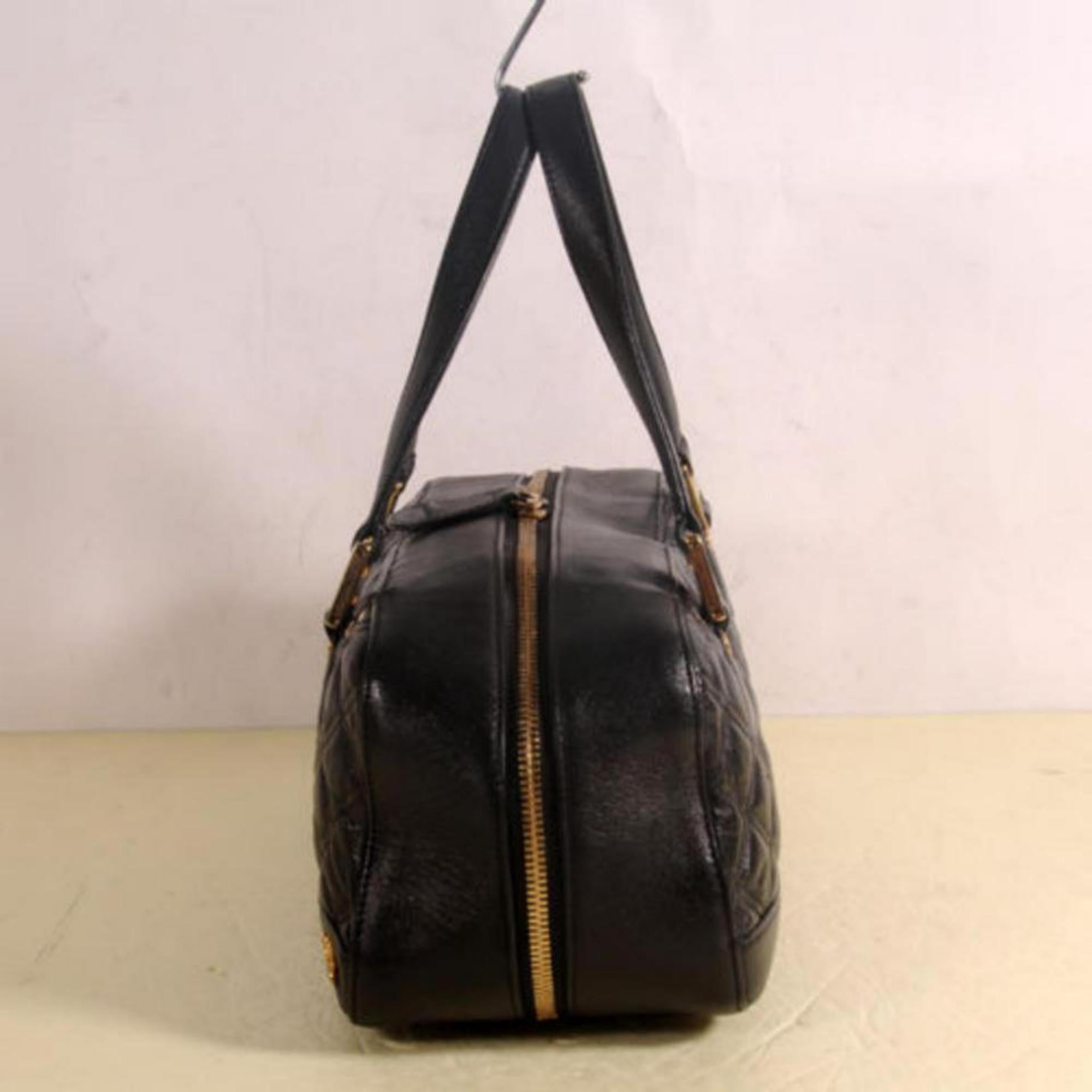 MCM Quilted Boston 869701 Black Leather Shoulder Bag For Sale 3