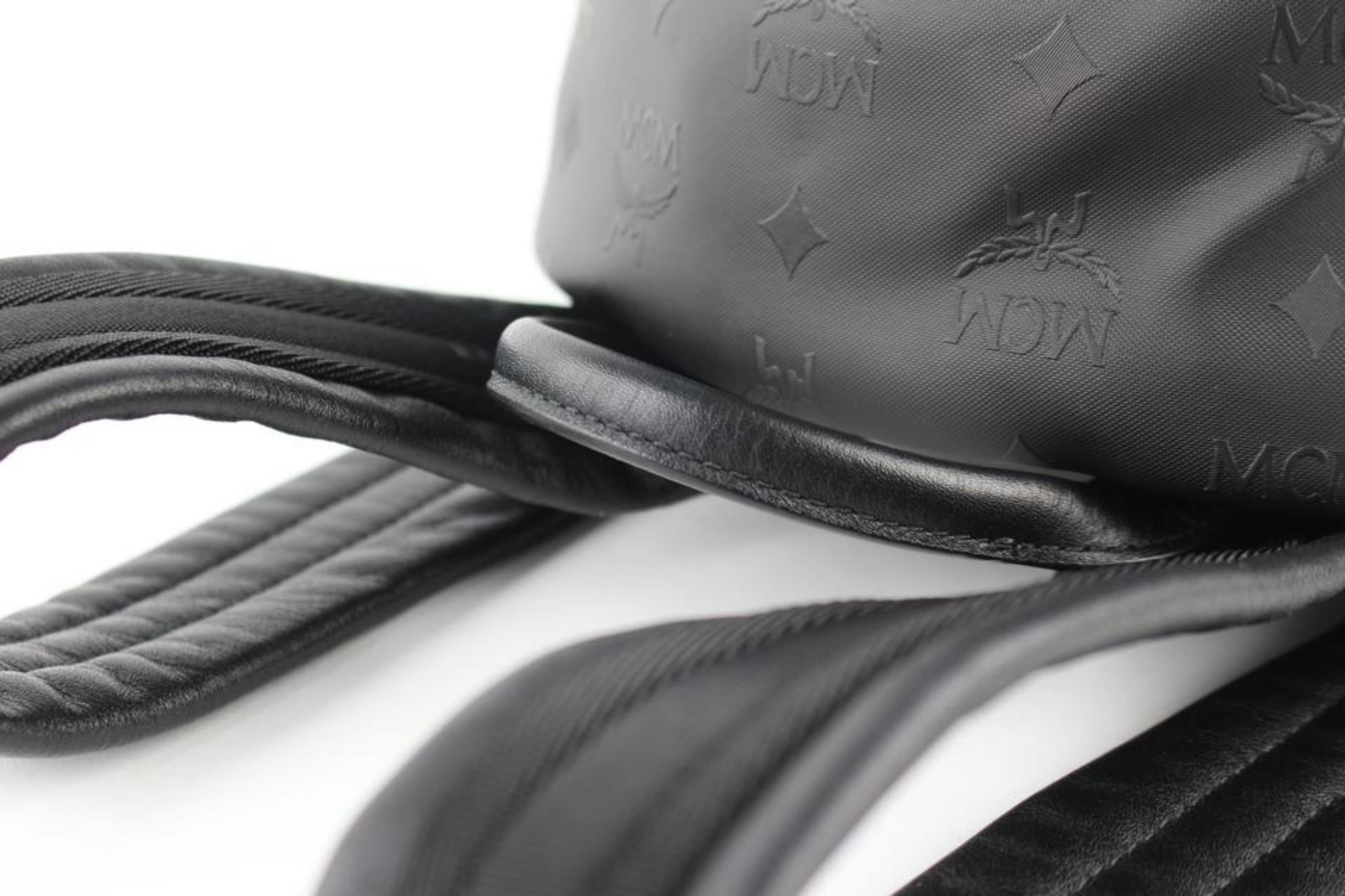 MCM Quilted Embossed Bionic 232006 Black Leather Backpack For Sale 6