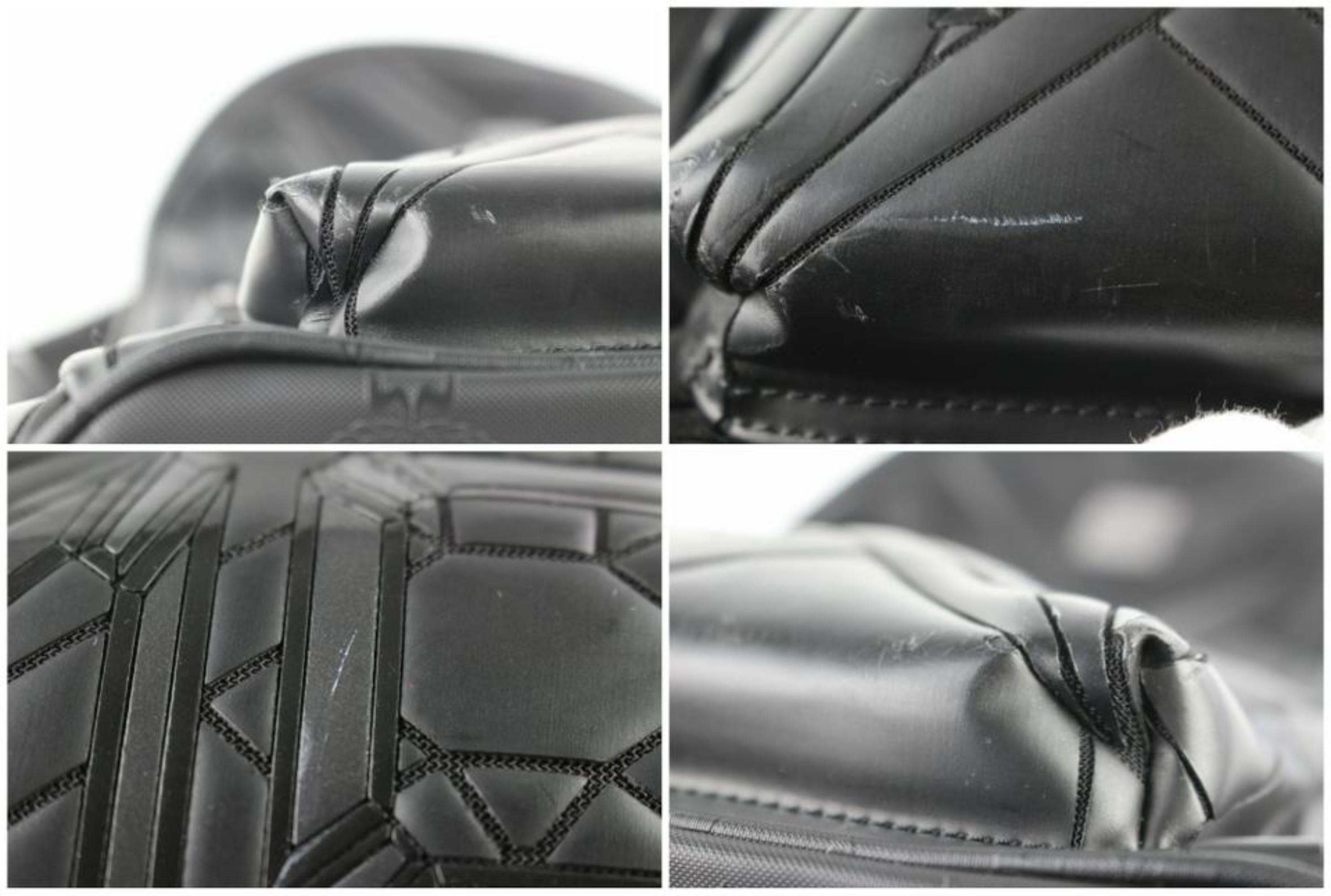 MCM Quilted Embossed Bionic 232006 Black Leather Backpack For Sale 5