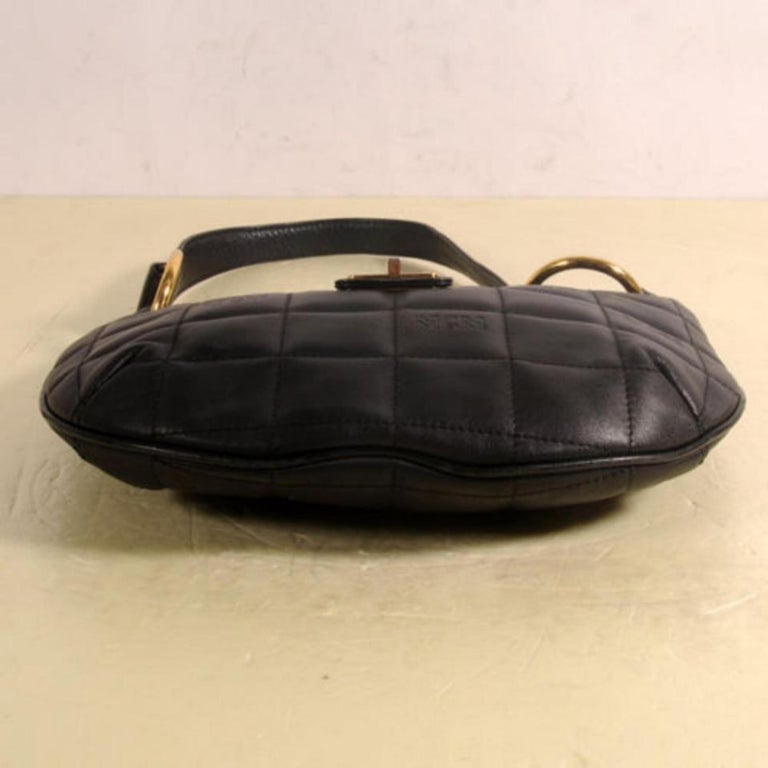 MCM Quilted Hobo 868823 Black Leather Shoulder Bag For Sale at 1stDibs