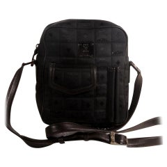 MCM Quilted Visetos Cross Body Messenger 869659 Black Nylon Shoulder Bag