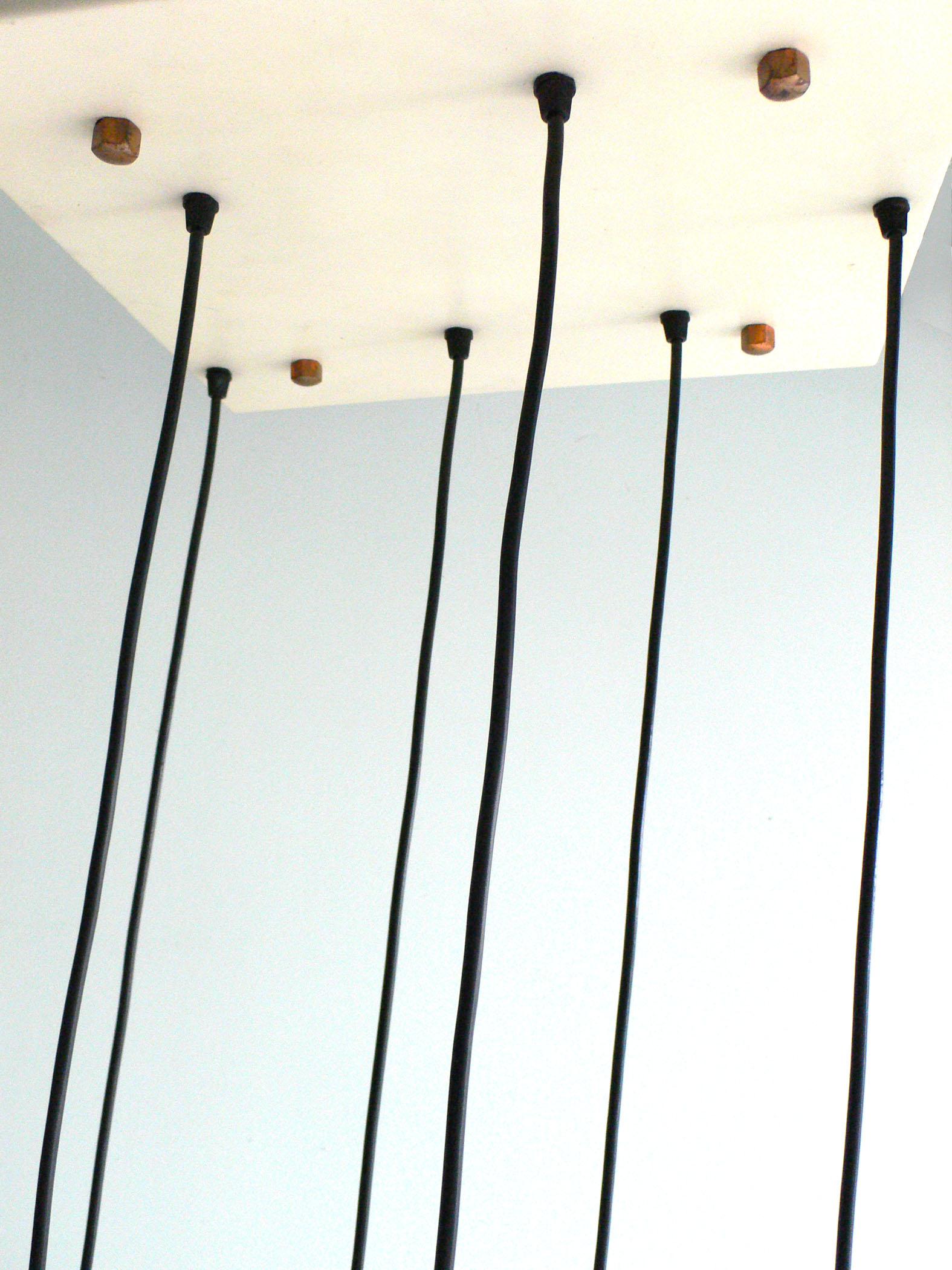 MCM RAAK Design 1960's Copper & Glass Pendant Lamp Large Chandelier For Sale 9