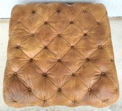 MCM Ralph Lauren Style Tufted Saddle Leather Ottoman Table Pouf