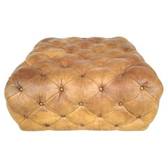 MCM Ralph Lauren Style Tufted Saddle Leather Ottoman Table Pouf