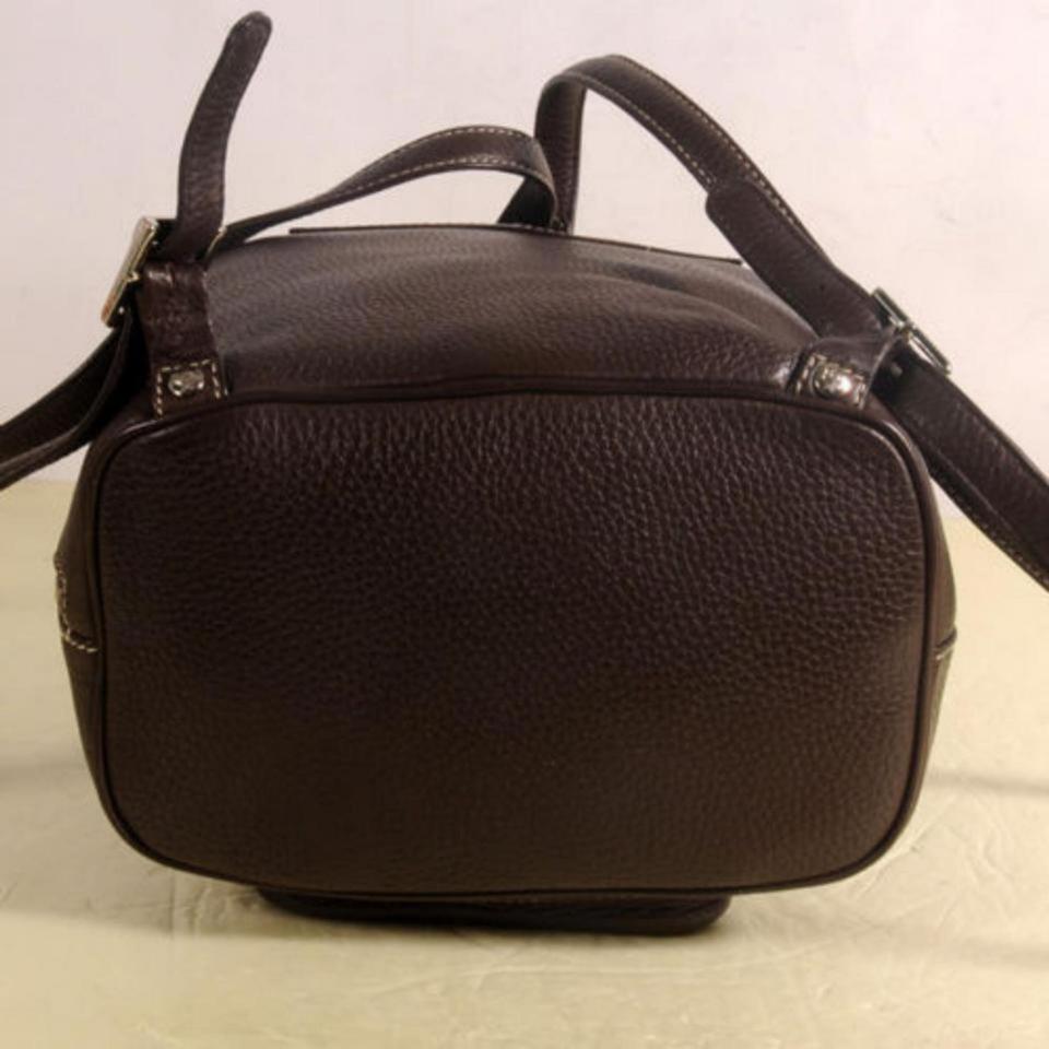 MCM Rare Chocolate 869707 Brown Leather Backpack In Good Condition In Dix hills, NY