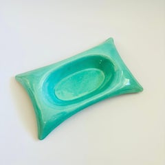 MCM Rectangular Turquoise California Pottery Tray - Valley Vista Pottery