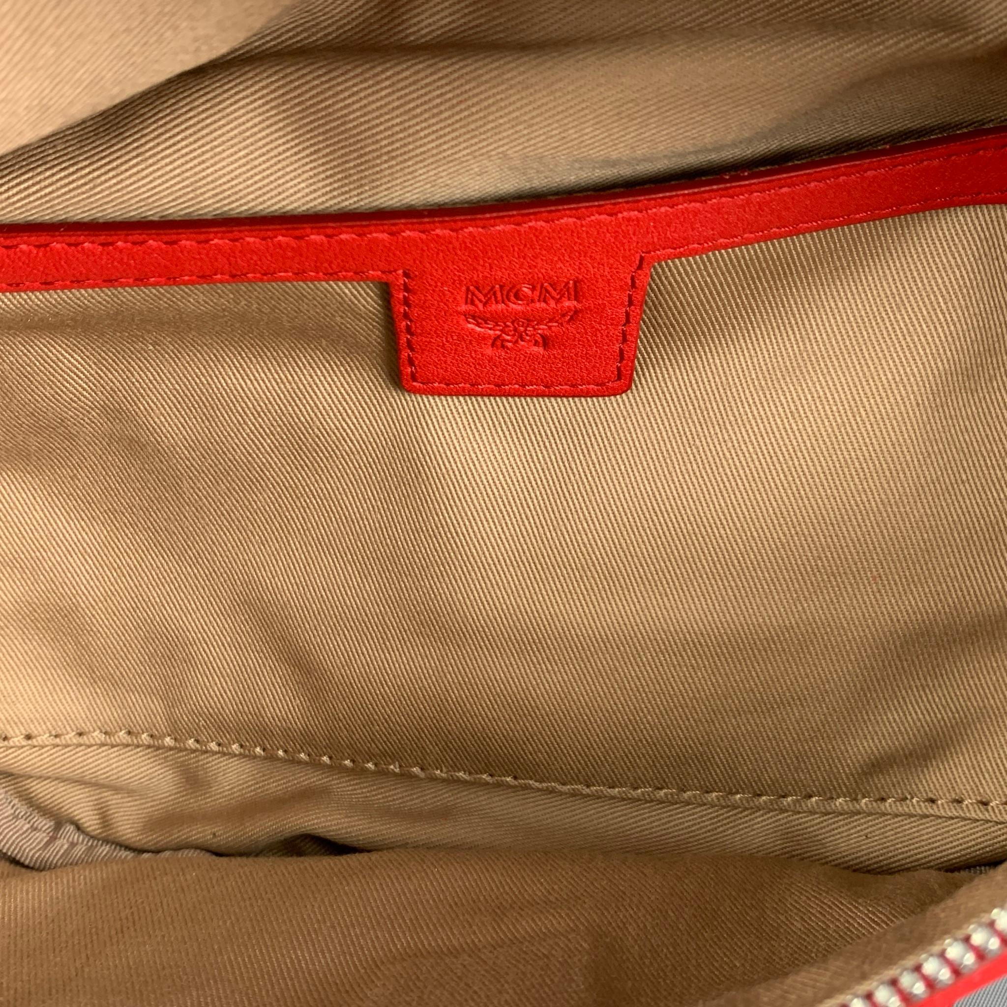 MCM Red Embossed Monogram Leather Belt Bag In New Condition In San Francisco, CA