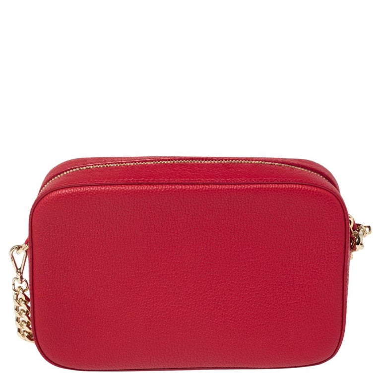 MCM Red Leather Chanswell Studded Camera Bag at 1stDibs