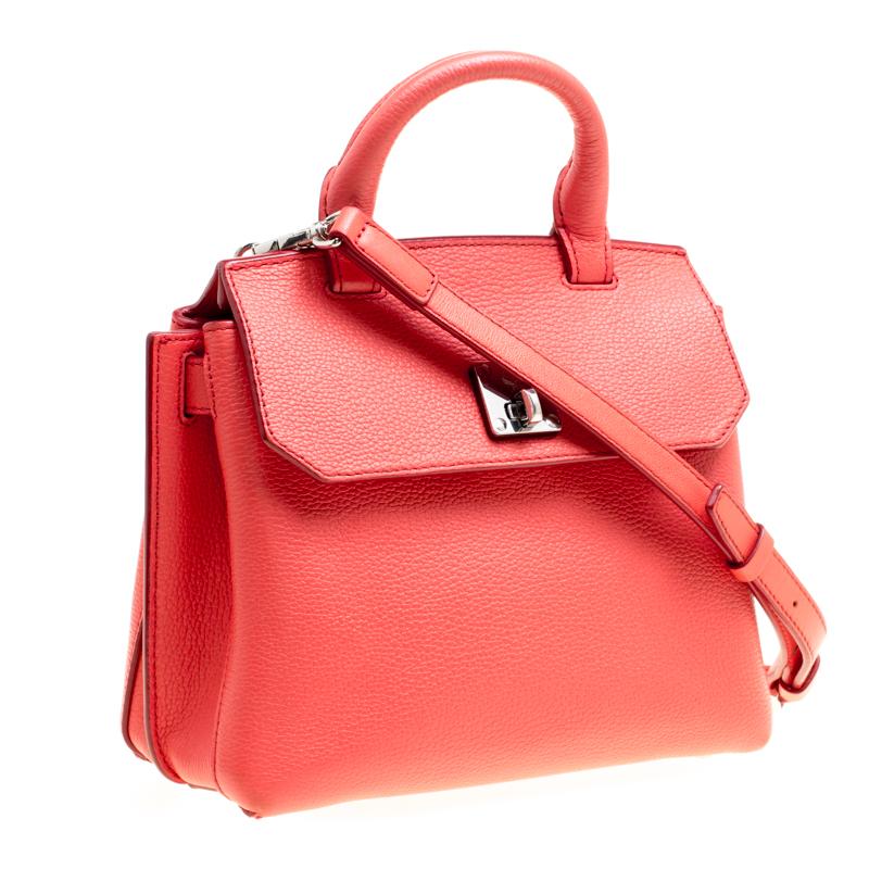 MCM Red Leather Small Milla Top Handle Bag 7