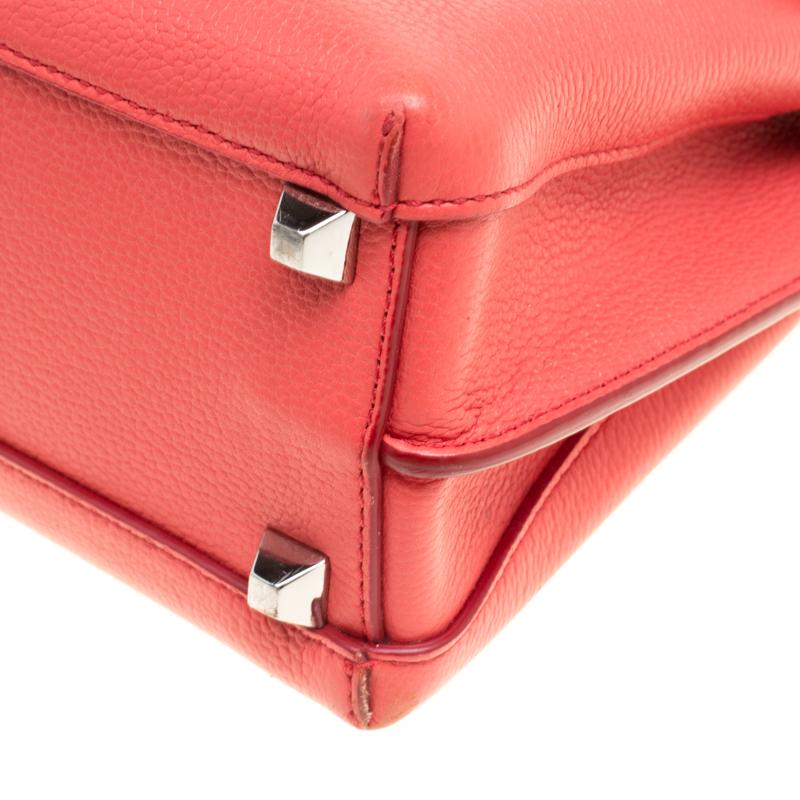 MCM Red Leather Small Milla Top Handle Bag 2