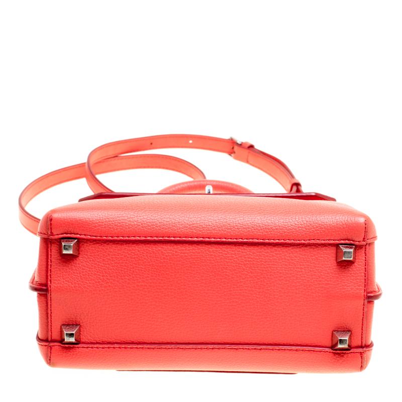 MCM Red Leather Small Milla Top Handle Bag 5